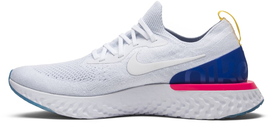 Nike epic react flyknit white racer blue pink blast Clearance