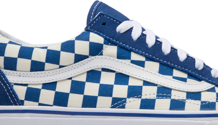 Blue checkered old skool vans best sale