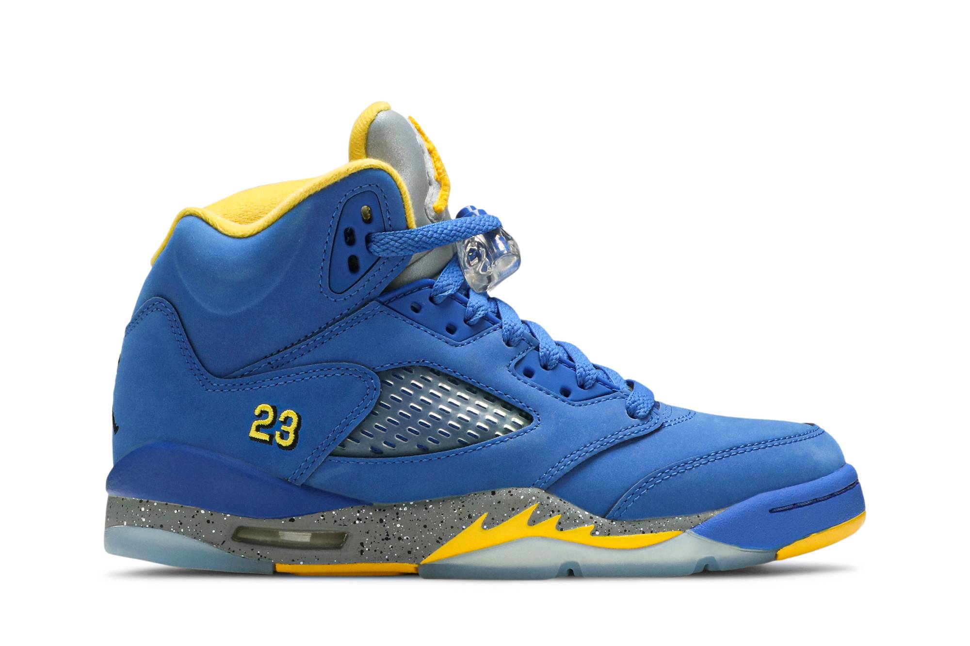 blue and yellow 5 jordans