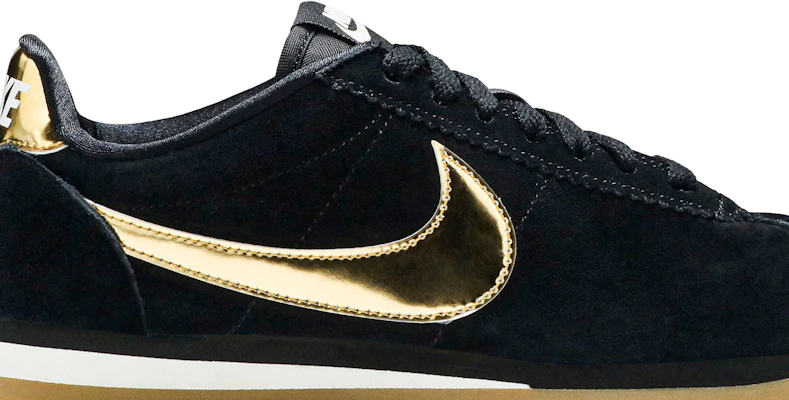 (Women) Nike Classic Cortez Black Metallic Gold Gum 902856-014 Order (Women) Nike Classic Cortez Black Metallic Gold Gum 902856-014