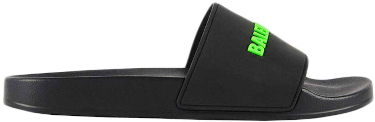 Balenciaga Pool Slides Black Fluo Green 565826 W1S81 1030