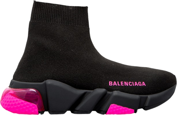 Women Balenciaga Speed Trainer Clear Sole Black Pink 607543