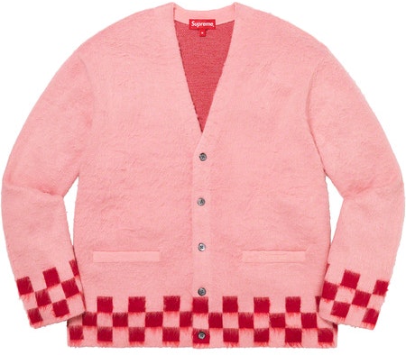 Supreme Brushed Checkerboard Cardigan Pink - Novelship