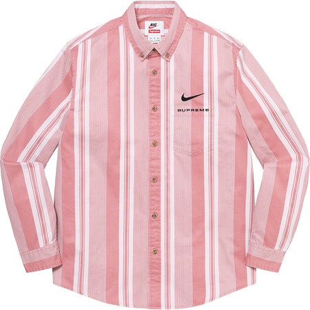Supreme x Nike Cotton Twill Shirt Pink Stripe - Novelship