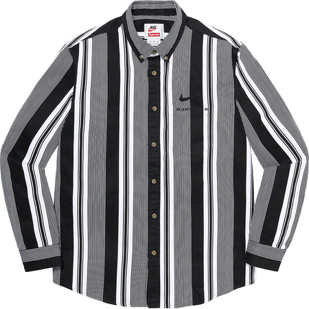 Supreme x Nike Cotton Twill Shirt Black Stripe
