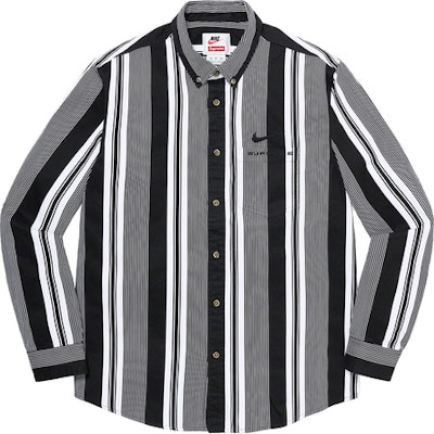 Supreme x Nike Cotton Twill Shirt Black Stripe - Novelship