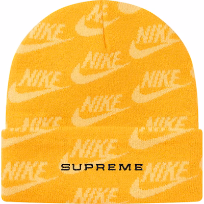 Supreme x Nike Jacquard Logos Beanie Pale Yellow Novelship