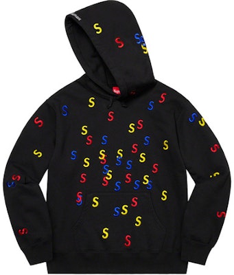 Supreme Embroidered S Hooded Sweatshirt Black Novelship