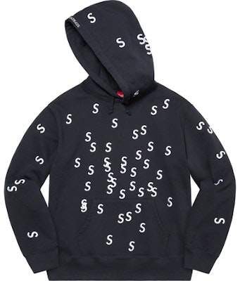 Supreme Embroidered S Hooded Sweatshirt Navy Novelship