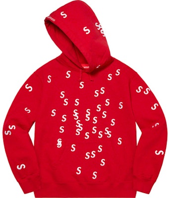 Supreme Embroidered S Hooded Sweatshirt Red