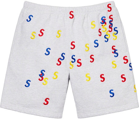 Supreme Embroidered S Sweatshort Ash Grey - Novelship