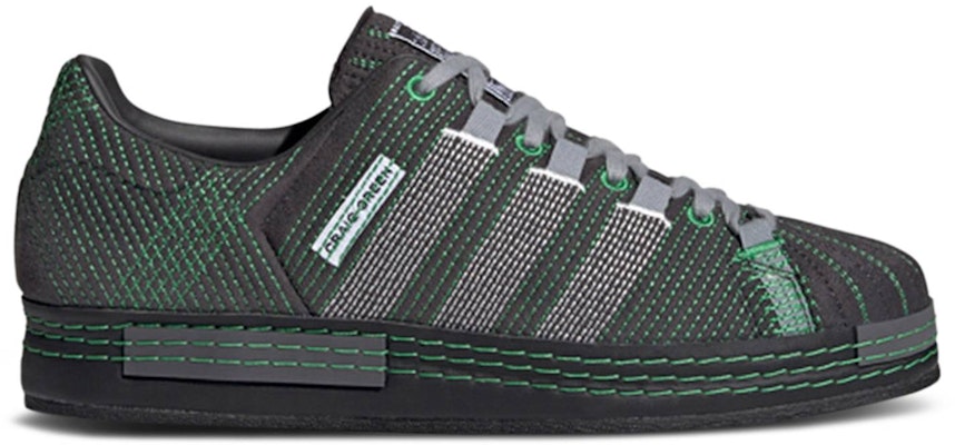 Black and green adidas superstar hot sale