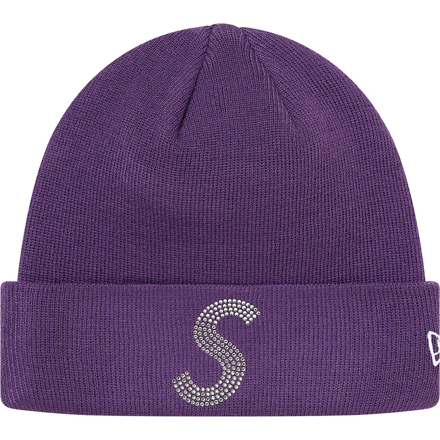 purple and white beanie