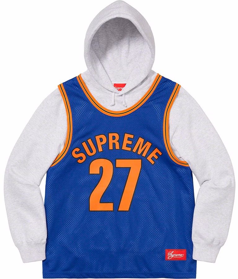 Supreme Basketball Jersey Hooded Sweatshirt Ash Grey - Novelship
