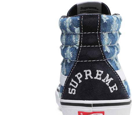 Supreme x Vans Sk8-Hi 'Denim Biru Lubang Punch' VN0A38Z32DD Sizing Supreme x Vans Sk8-Hi 'Denim Biru Lubang Punch' VN0A38Z32DD
