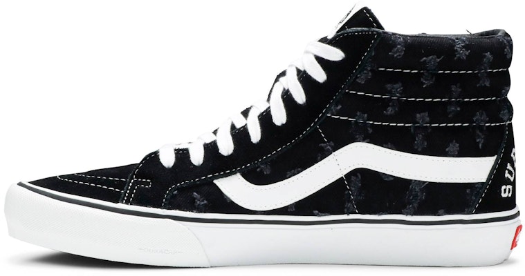 Supreme x Vans Sk8-Hi 'Black Hole Punch Denim' Hitam VN0A38Z32DC Lookbook Supreme x Vans Sk8-Hi 'Black Hole Punch Denim' Hitam VN0A38Z32DC
