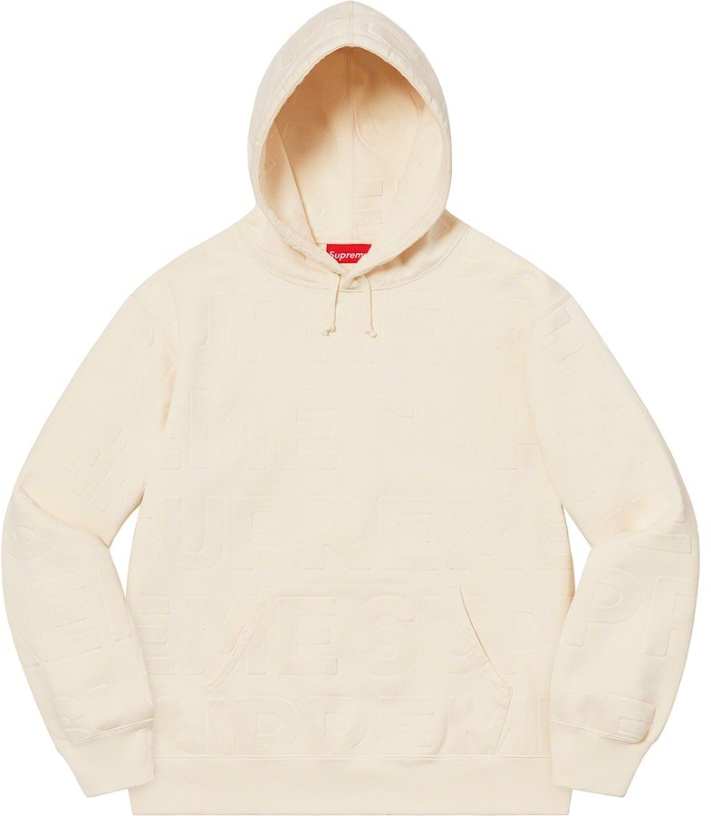 Supreme Embossed Logos Hooded Sweatshirt Natural - Novelship
