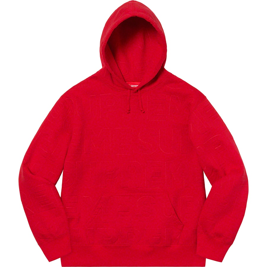 Supreme Embossed Logos Hooded Sweatshirt Red Novelship