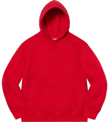Supreme Embossed Logos Hooded Sweatshirt Red