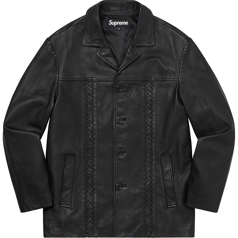 Supreme Braided Leather Overcoat Black