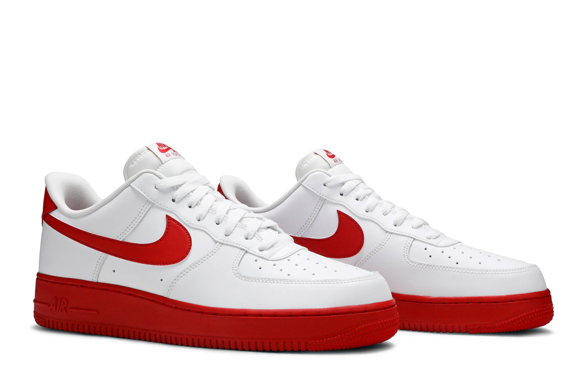 white air forces with red bottom