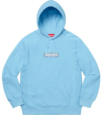 Supreme Bandana Box Logo Hooded Sweatshirt Light Blue