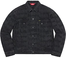 Supreme Frayed Logos Denim Trucker Jacket Black