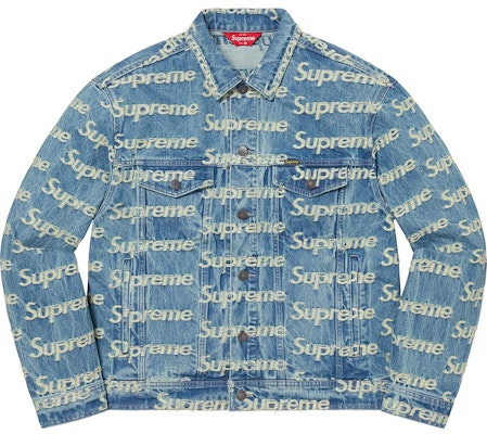 Supreme Frayed Logos Denim Trucker Jacket Blue Buy Supreme Frayed Logos Denim Trucker Jacket Blue