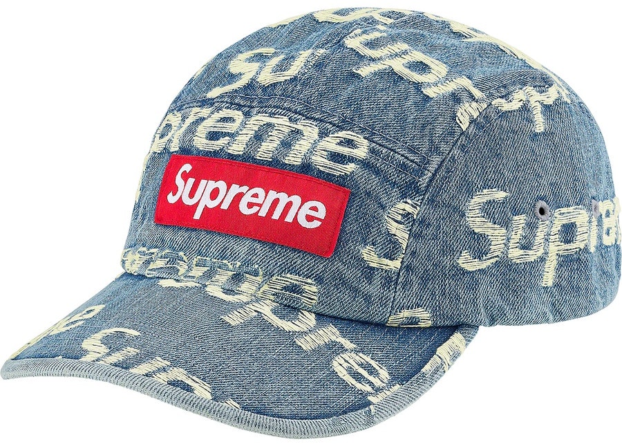 supreme-frayed-logos-denim-camp-cap-blue