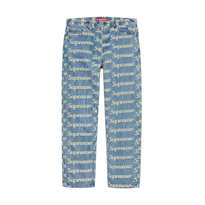 Supreme Frayed Logos Regular Jean Blue