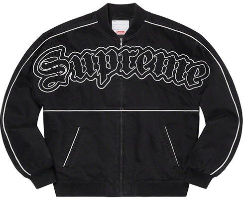 Supreme Twill Old English Varsity Jacket Black Buy Supreme Twill Old English Varsity Jacket Black