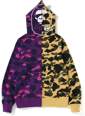 Bape 1st Color Camo 2nd Ape Half Full Zip Hoodie Yellow Purple