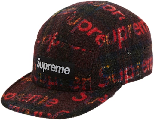 Supreme Harris Tweed Camp Cap Red Plaid Novelship