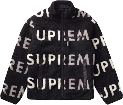 Supreme Reversible Logo Fleece Jacket Black