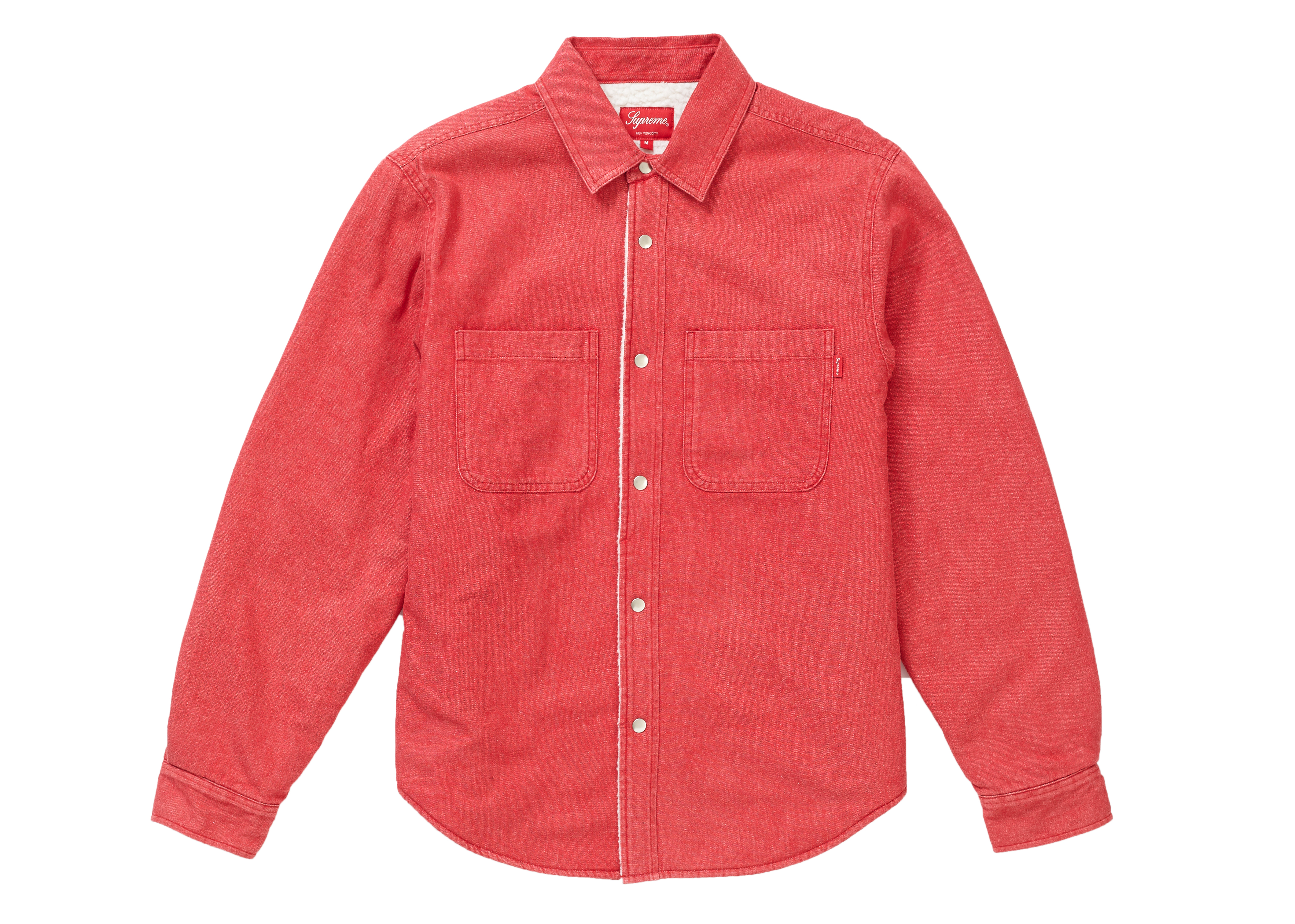 Buy Supreme Sherpa Lined Denim Shirt Red - Novelship 
