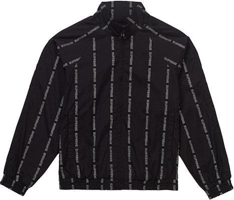 Supreme Reflective Text Track Jacket Black Novelship