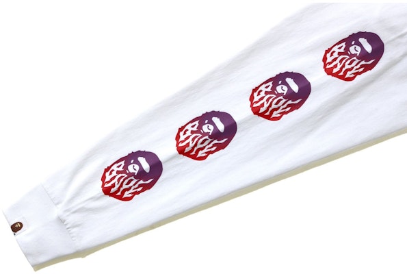 BAPE Gradation Flame L/S Tee White Lookbook BAPE Gradation Flame L/S Tee White
