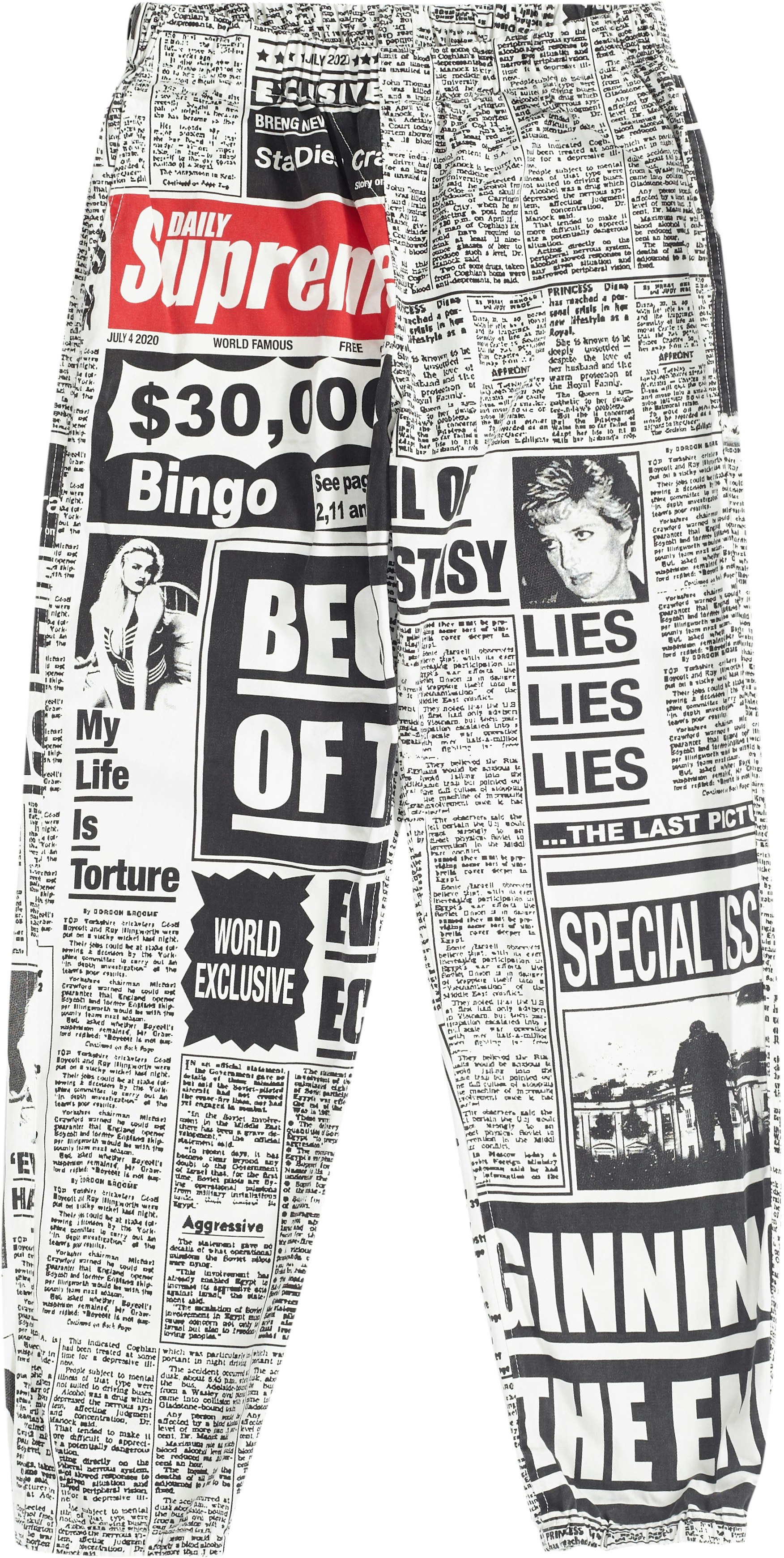 Supreme Newsprint Skate Pant White Novelship