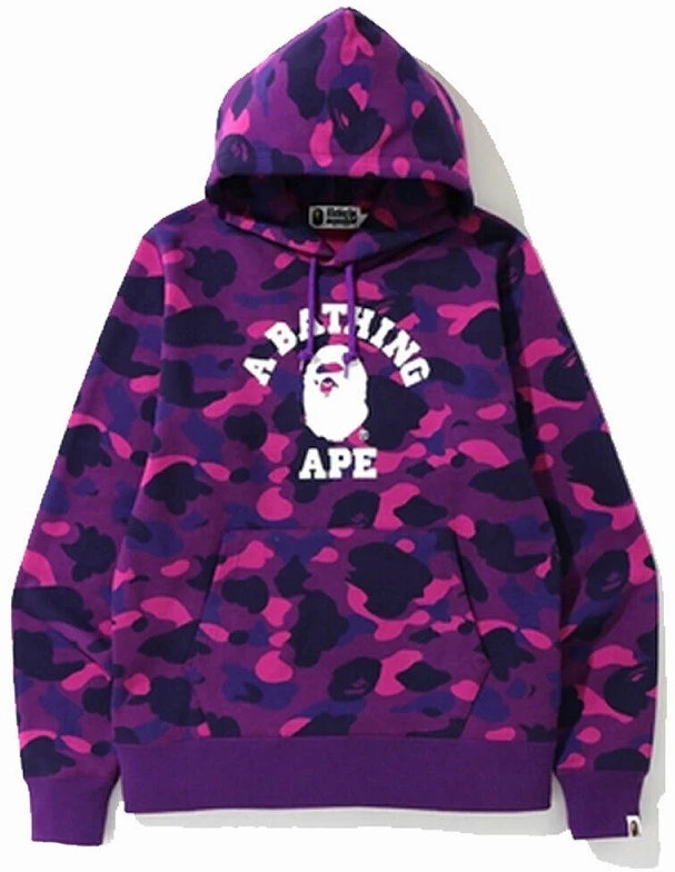Bape Color Camo College Pullover Hoodie Purple - Novelship