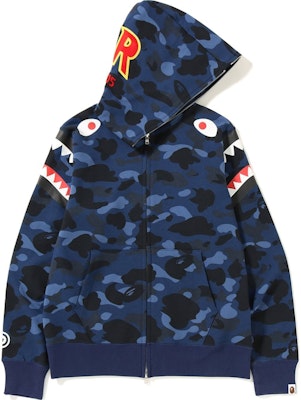 Buy Bape Color Camo Double Shark Full Zip Hoodie Blue Novelship