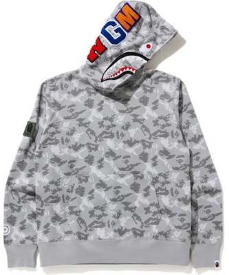 Bape hoodie sales shark grey