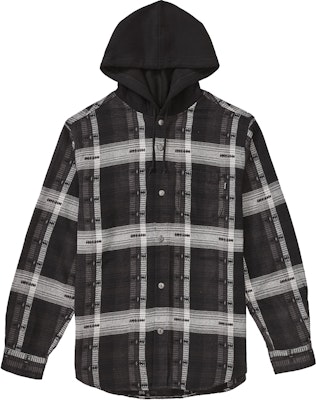 Supreme Hooded Jacquard Flannel Shirt Black - Novelship