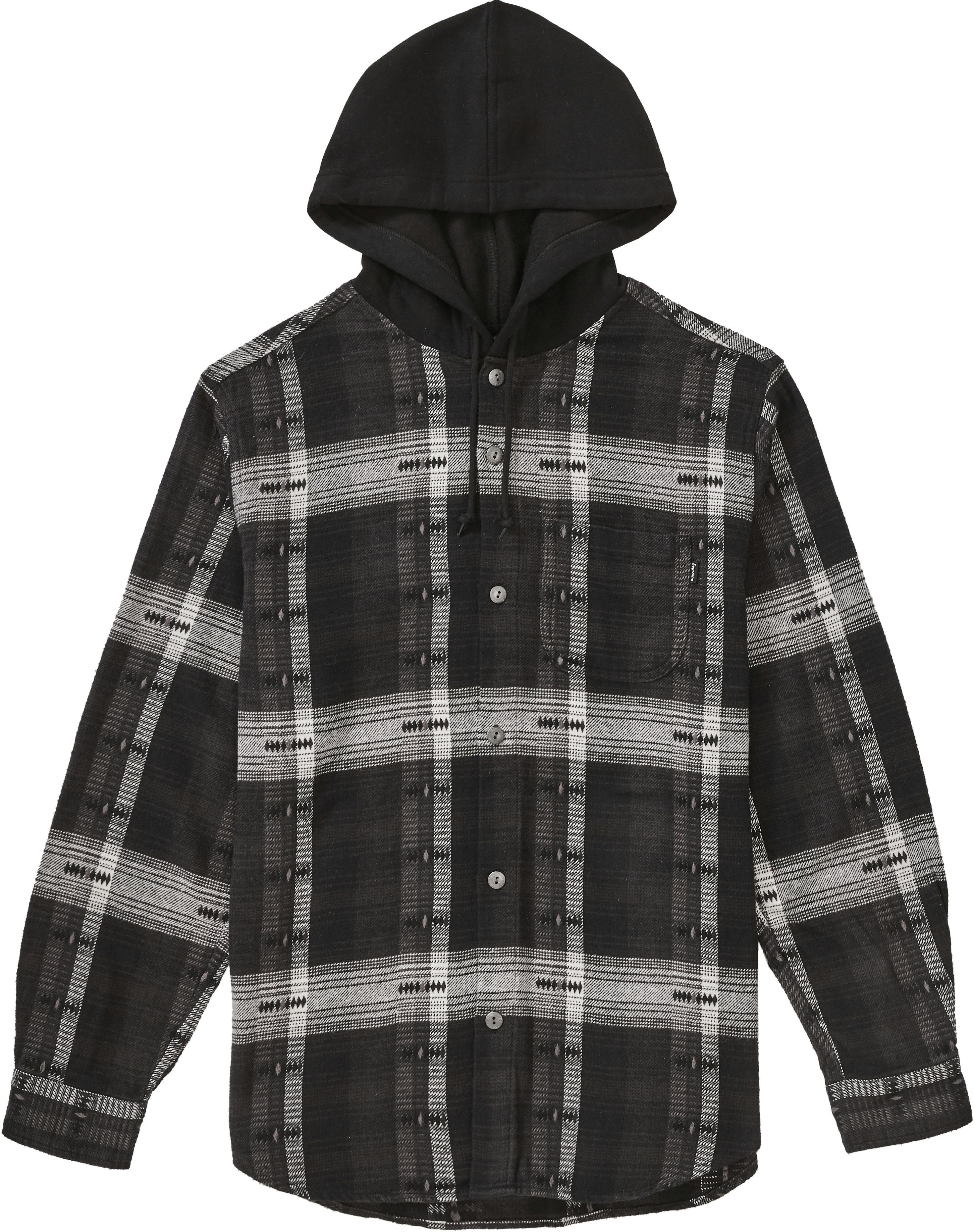 Supreme Hooded Jacquard Flannel Shirt Black Novelship