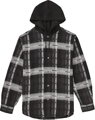 Supreme Hooded Jacquard Flannel Shirt Black Novelship