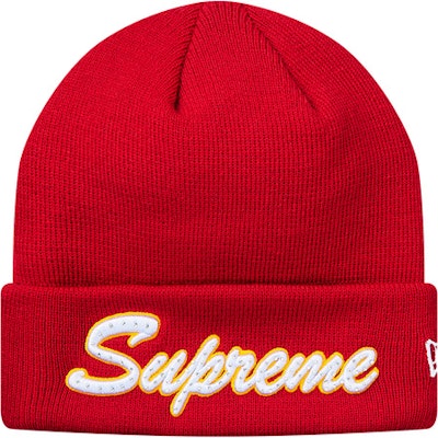 Supreme New Era Script Beanie FW18 Red Novelship