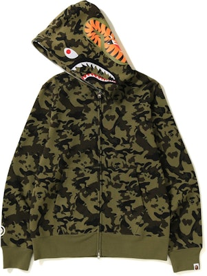 Bape Desert Camo Shark Full Zip Hoodie Green Novelship