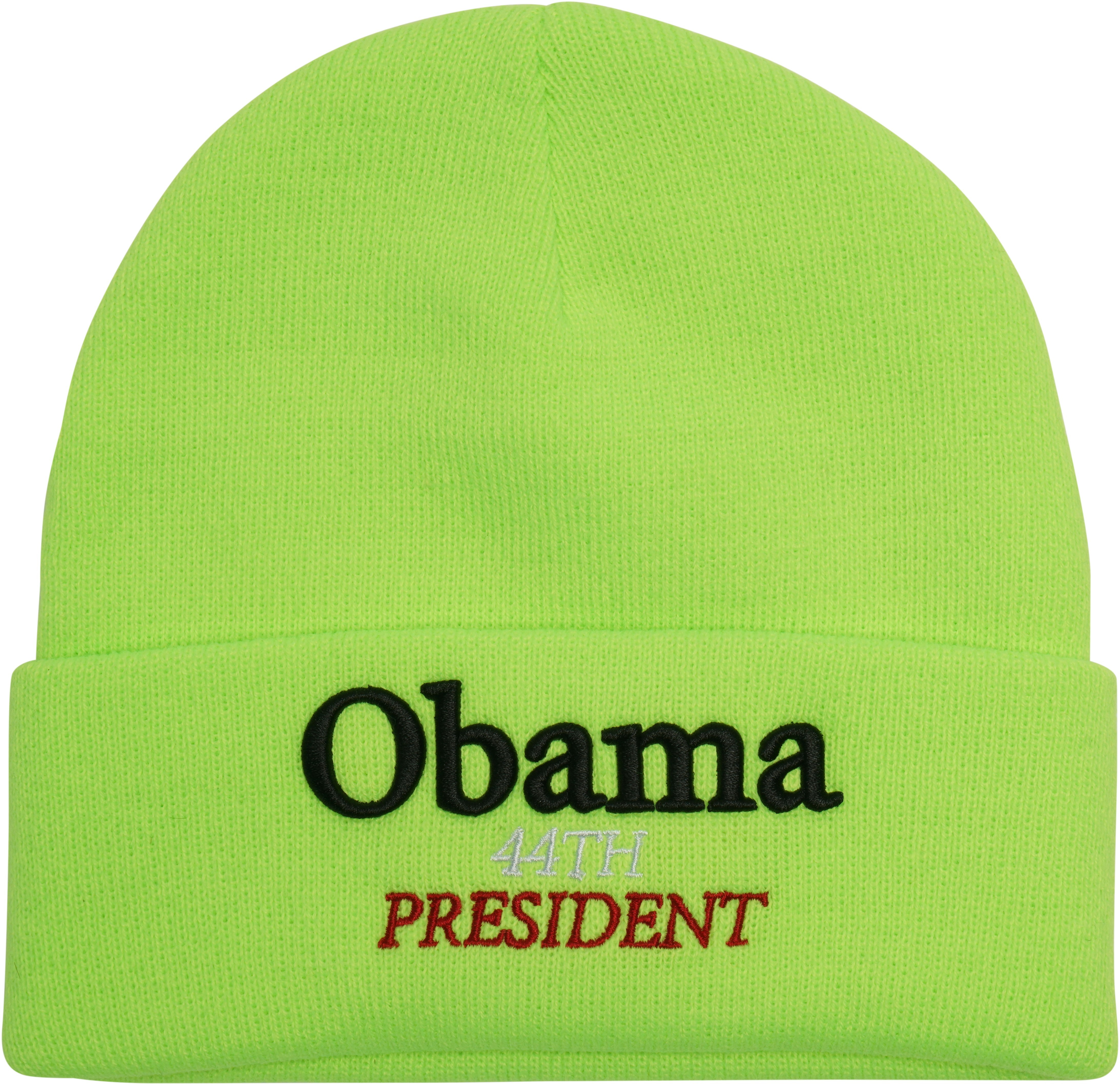 supreme-obama-beanie-fluorescent-green