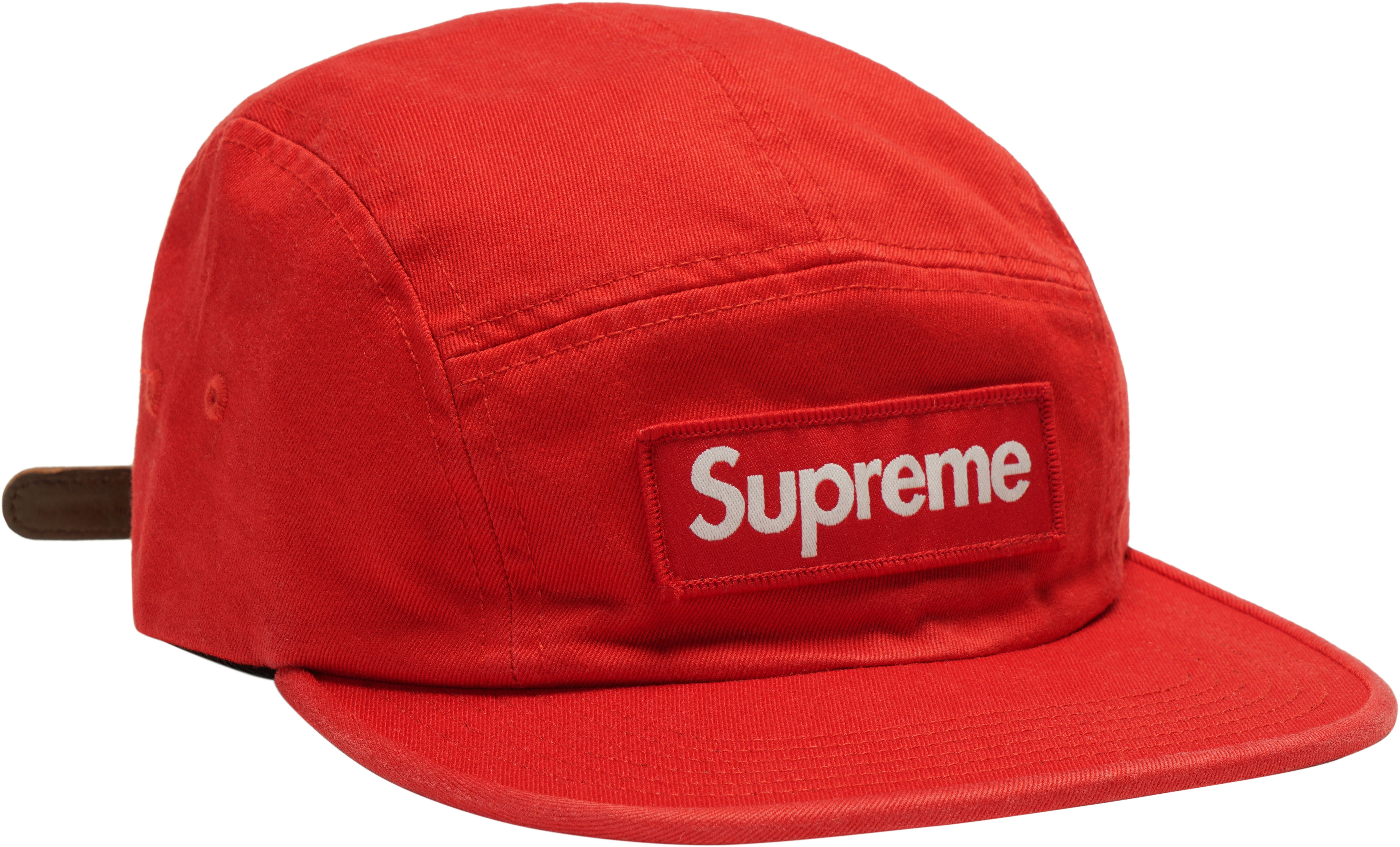 Supreme Washed Chino Twill Camp Cap FW18 Red - Novelship