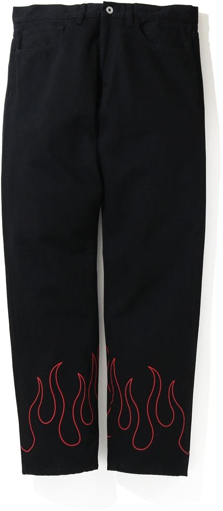 BAPE Flame Denim Pants Black - Novelship