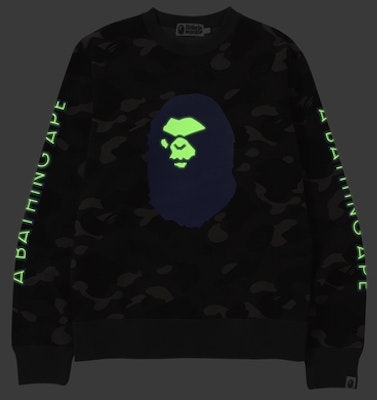Bape Color Camo Mad Face Wide Crewneck Black Order Bape Color Camo Mad Face Wide Crewneck Black